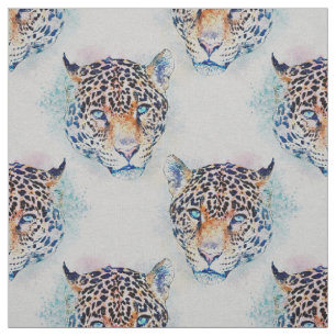 Modernes Leopard Portrait Farbenfrohe Malerei Stoff