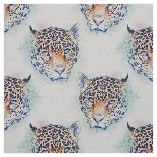 Modernes Leopard Portrait Farbenfrohe Malerei Stoff (Muster)