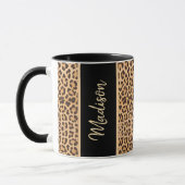Modernes Leopard Print Black Personalisiert Tasse (Links)