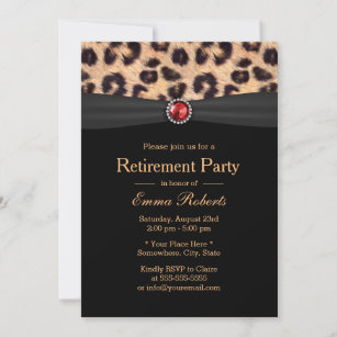 Modernes Leopard Print & Ruby Gemes Retirement Par Einladung