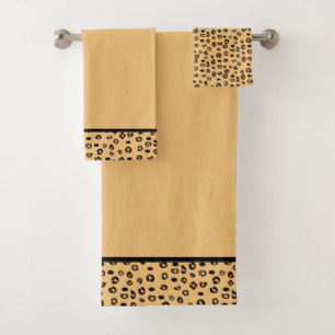 Modernes Leopardenmuster auf Hellorange Badhandtuch Set
