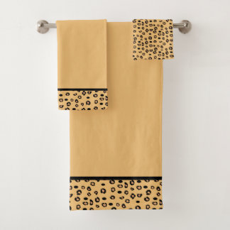 Modernes Leopardenmuster auf Hellorange Badhandtuch Set