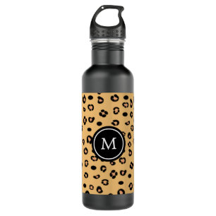 Modernes Leopardenmuster und Monogramm Edelstahlflasche