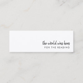 Modernes Lesezeichen | Minimalistische Mini-Book-S Mini Visitenkarte