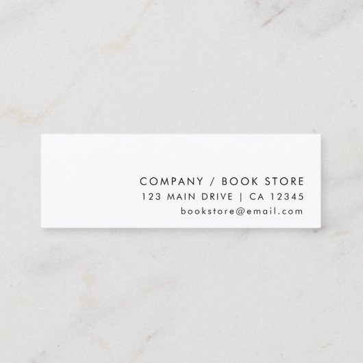 Modernes Lesezeichen | Minimalistische Mini-Book-S Mini Visitenkarte (Rückseite)