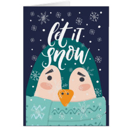 Modernes "Let it Snow" Pinguin Weihnachten Gruß