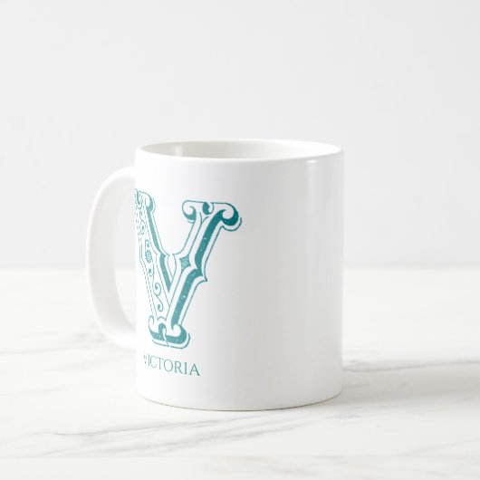 Modernes Letter V Monogram Name Coffee Tasse (Vorderseite Links)