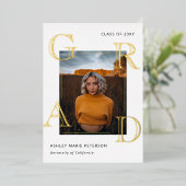 Modernes Letters Grad Gold Foto Abschluss Folieneinladung (Stehend vorne)