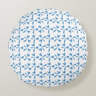 Modernes leuchtend blaues Blumenmuster rundes Kiss Kissen