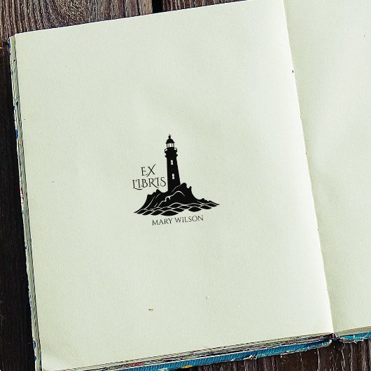 Modernes Leuchtturm Ex Libris Bibliothek Custom Gummistempel