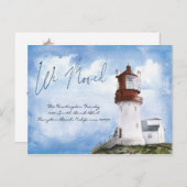 Modernes Leuchtturm von Watercolor Beach Moved Postkarte (Vorne/Hinten)