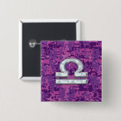 Modernes Libra-Sternzeichen-Symbol auf Fuchsia-Dig Button (Vorne & Hinten)