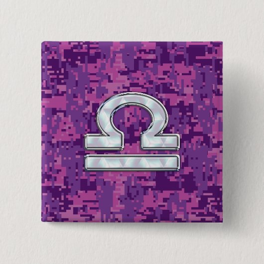 Modernes Libra-Sternzeichen-Symbol auf Fuchsia-Dig Button (Vorderseite)