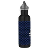 Modernes Libra-Zeichen auf Navy Blue Carbon Fibre Edelstahlflasche (Links)