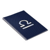 Modernes Libra-Zeichen auf Navy Blue Carbon Fibre Notizblock (Rechte Seite)