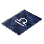 Modernes Libra-Zeichen auf Navy Blue Carbon Fibre Notizblock (Linke Seite)