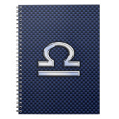 Modernes Libra-Zeichen auf Navy Blue Carbon Fibre Notizblock (Vorderseite)