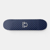 Modernes Libra-Zeichen auf Navy Blue Carbon Fibre Skateboard (Horizontal)