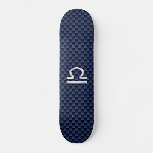 Modernes Libra-Zeichen auf Navy Blue Carbon Fibre Skateboard (Vorderseite)