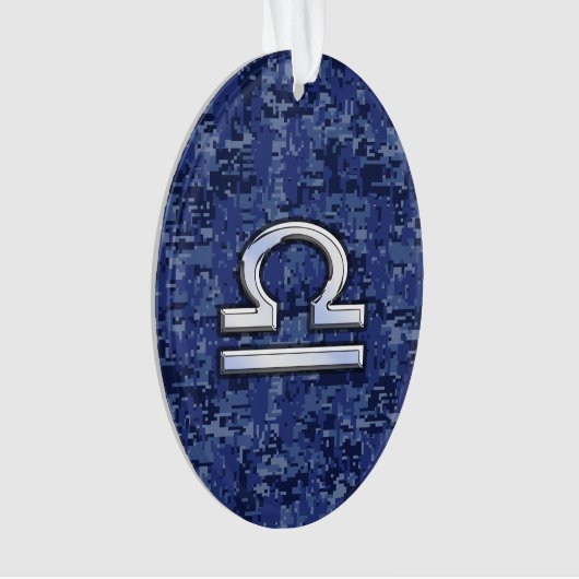 Modernes Libra-Zodiac-Zeichen auf blauer digitaler Ornament (Vorderseite)