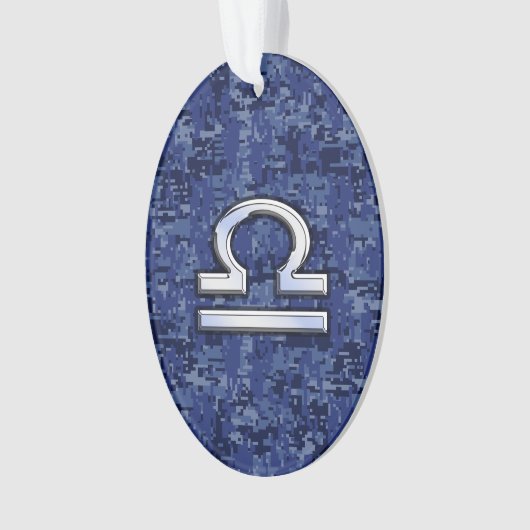 Modernes Libra-Zodiac-Zeichen auf blauer digitaler Ornament (Vorderseite)