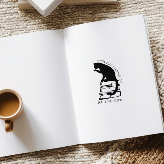 Modernes Library Cat Buchzeichen Gummistempel