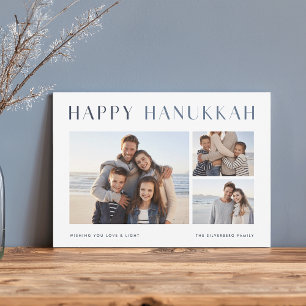 Modernes Licht Elegant Hanukkah Foto Collage Feiertagskarte