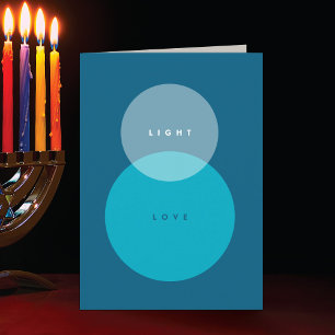 Modernes Licht & Liebe Blau & Aquamarin geklappt H Feiertagskarte
