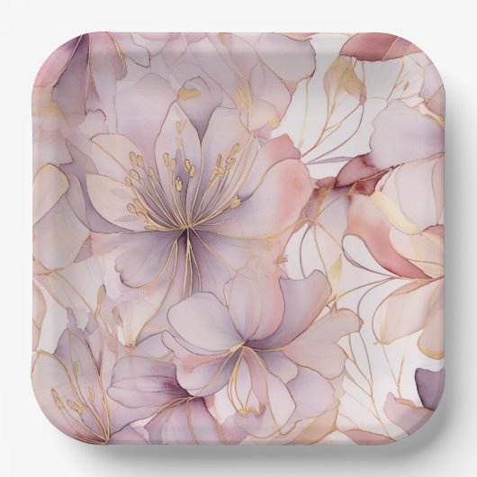Modernes Licht Lilac Floral Pappteller (Vorderseite)