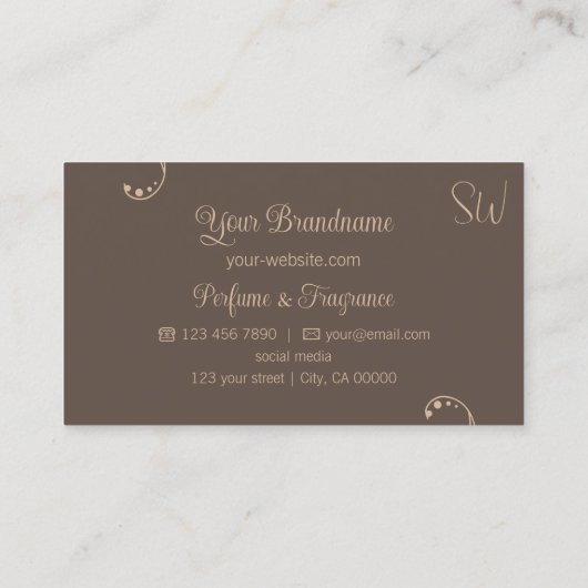 Modernes Licht und Dunkelbraun Verziert mit Monogr Visitenkarte (Rückseite)