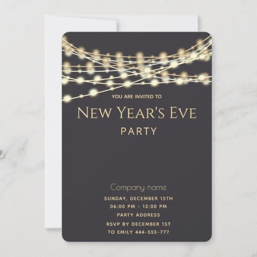 Modernes Lichteffekt für Unternehmen Neujahr Party Einladung (Vorderseite)