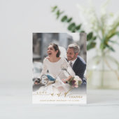 Modernes Liebe & Dank Gold Wedding Foto Vielen Dan Postkarte (Stehend Vorderseite)