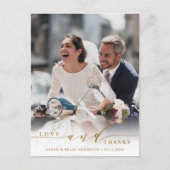 Modernes Liebe & Dank Gold Wedding Foto Vielen Dan Postkarte (Vorderseite)