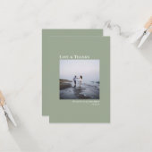 Modernes Liebe & dank Sage Green Foto Karte (Vorderseite/Rückseite Beispiel)