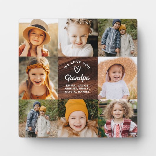 Modernes Liebe Sie Opa Collage Instagram Foto Fotoplatte (Vorderseite)