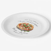Modernes Liebe- und Pizza-Probe Pappteller (Schrägansicht)