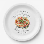 Modernes Liebe- und Pizza-Probe Pappteller (Vorderseite)