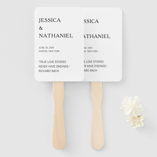 Modernes Liebe Zitat Schwarz-Weiß-Hochzeit Fächer (Vorne und Hinten)