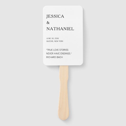 Modernes Liebe Zitat Schwarz-Weiß-Hochzeit Fächer (Vorderseite)