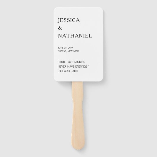 Modernes Liebe Zitat Schwarz-Weiß-Hochzeit Fächer (Rückseite)