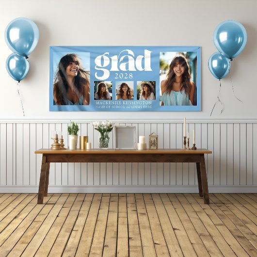 Modernes Light Blue Abschluss FotoCollage Banner