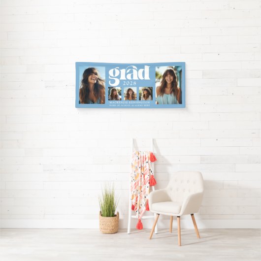 Modernes Light Blue Abschluss FotoCollage Banner (Insitu)