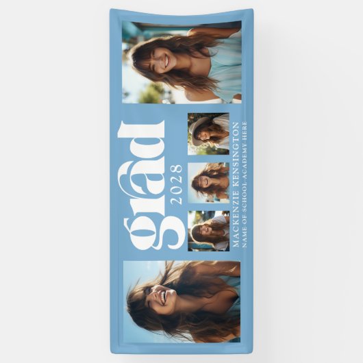 Modernes Light Blue Abschluss FotoCollage Banner (Vertikal)