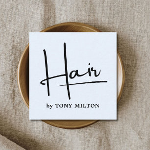 Modernes Light Blue Black Bold Friseursalon Quadratische Visitenkarte