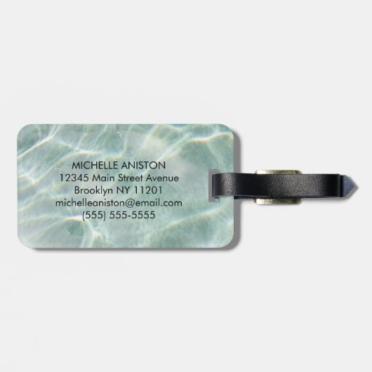 Modernes Light Blue Calm Ocean Monogram Custom Gepäckanhänger (Rückseite horizontal)