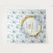 Modernes Light Blue Sweet 16 Gold Glitzer Hintergr Wandteppich (Vorderseite (Horizontal))