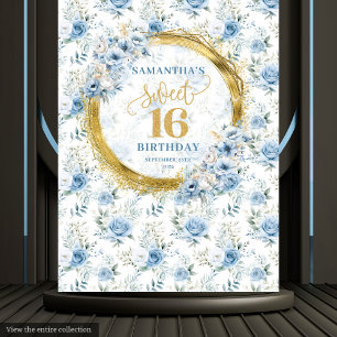 Modernes Light Blue Sweet 16 Gold Glitzer Hintergr Wandteppich