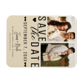 Modernes Light Tan Save the Date 2 Foto Hochzeit Magnet (Horizontal)