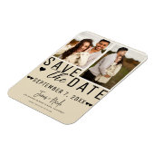Modernes Light Tan Save the Date 2 Foto Hochzeit Magnet (Linke Seite)