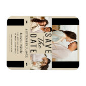 Modernes Light Tan Save the Date 3 Foto Hochzeit Magnet (Horizontal)